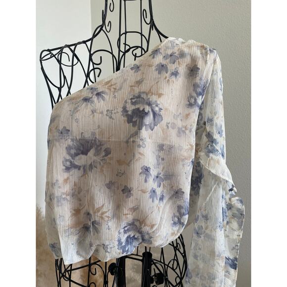 En Saison Kika Floral One Shoulder Romantic Cottage Ruffle Blouse NEW Large - Picture 8 of 11
